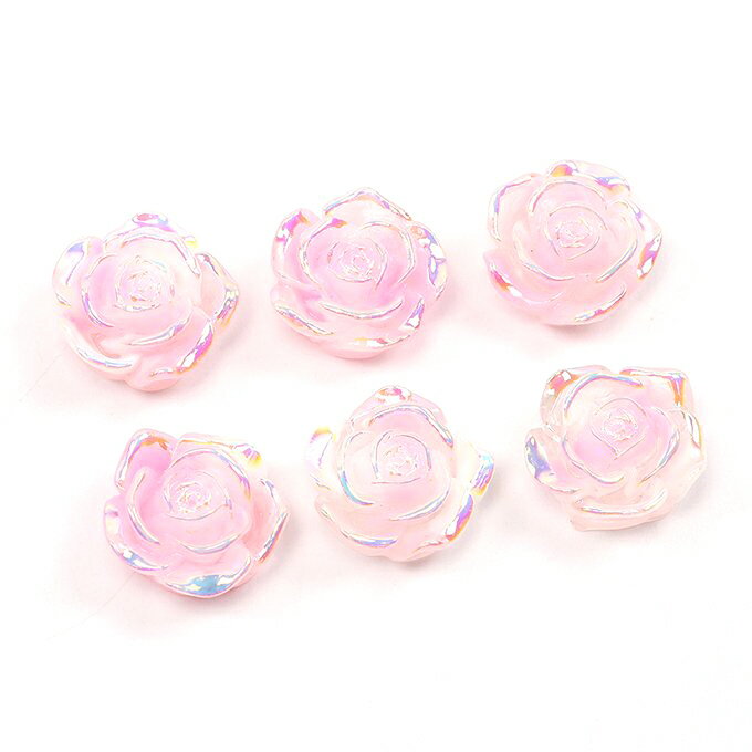 即日発送！樹脂貼付けパーツ 樹脂カボション フラワー 花 18mm（6ヶ）