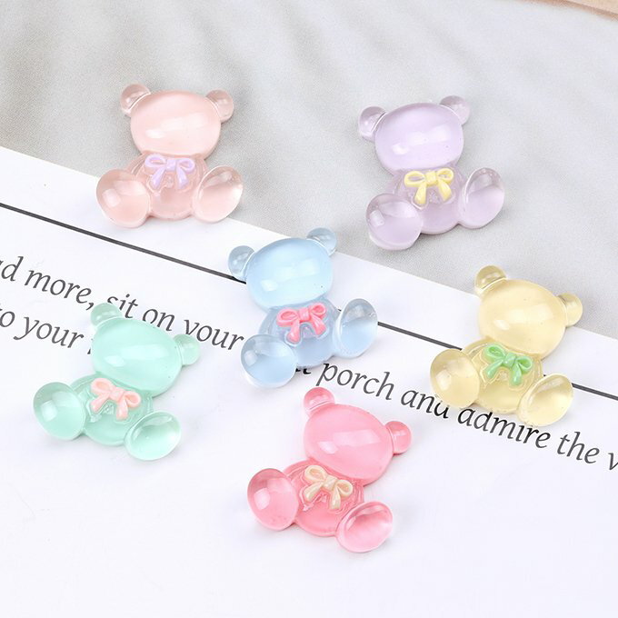 即日発送！樹脂デコパーツ 動物 樹脂貼付けパーツ 樹脂カボション クマ 19×20mm（10ヶ）