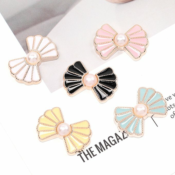 即日発送！リボン貼付けパーツ パール付き エポ貼付けパーツ エポカボション エポデコパーツ アクリル貼り付けパーツ アクリルカボション アクリルデコパーツ 17×24mm