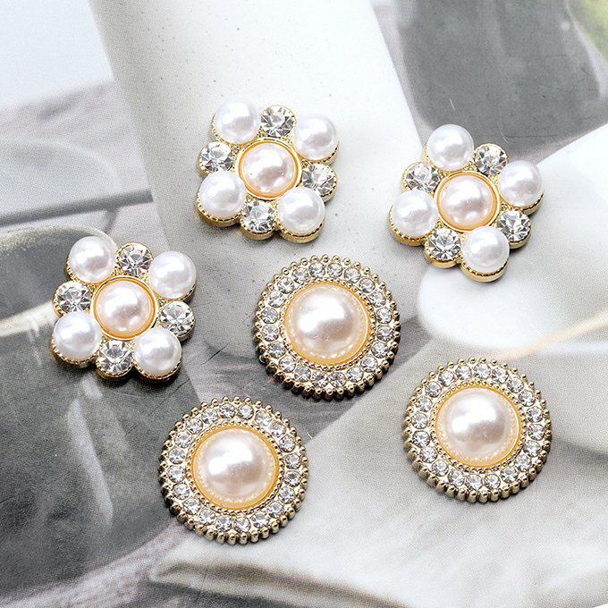 即日発送！貼付けパーツ 立体パーツ パール付き ラインストーン付き デコパーツ アクリル貼付けパーツ 丸型 スクエア型