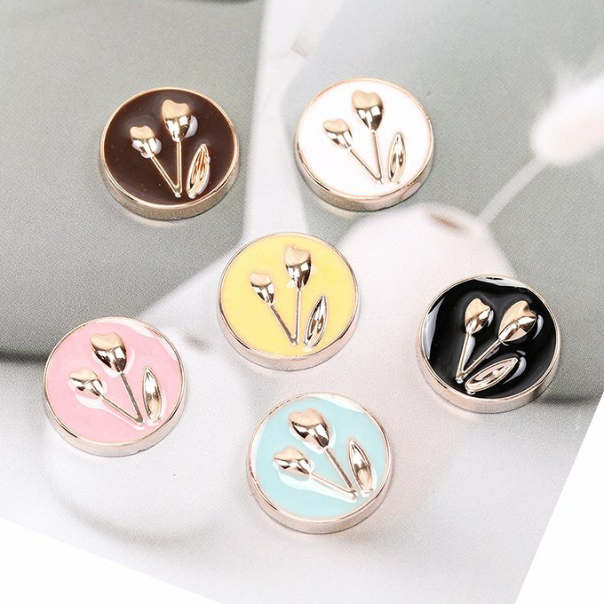 即日発送！ラウンド貼付けパーツ チューリップの模様 エポ貼付けパーツ エポカボション アクリル貼り付..