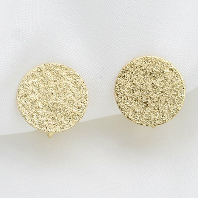 即日発送！デザインイヤリング クリップ式 スクラブ 丸型 円形 12mm 1カン【2ヶ】