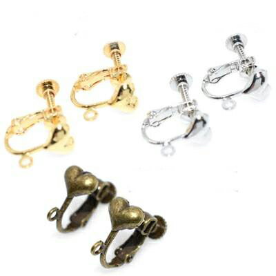 即日発送！イヤリング金具 8mmハート型カン付 1ペア（2個入）