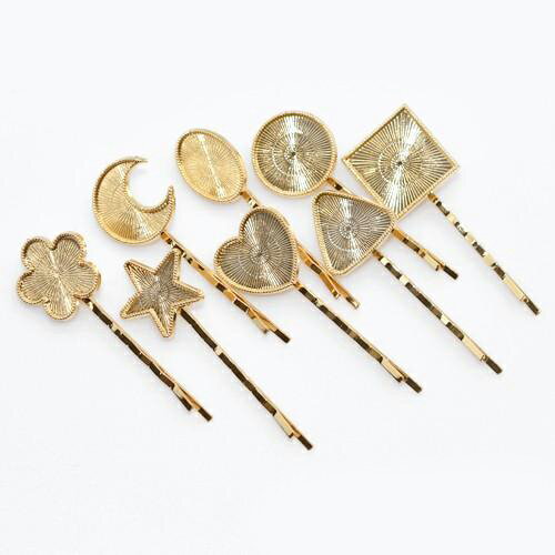 即日発送！ヘアピン波型 セッティング土台付き ヘアアクセサリー 髪飾り ゴールド