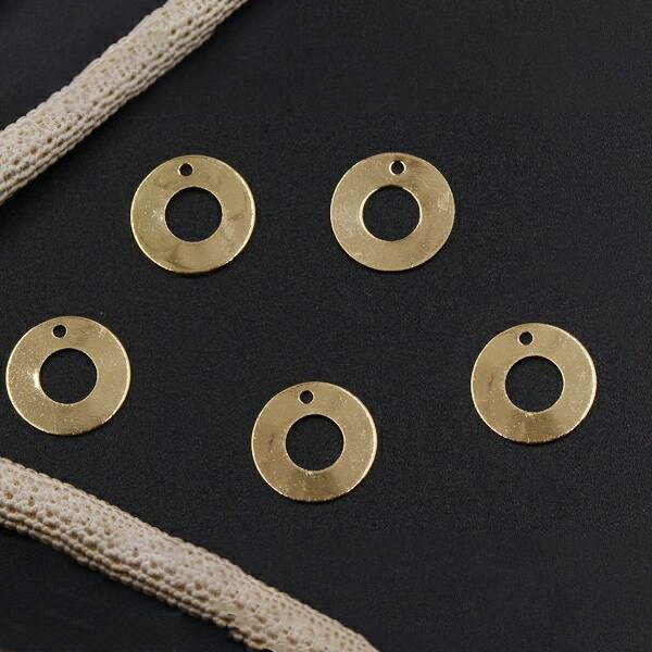 即日発送！メタルパーツ プレート 丸フレーム 1穴 15mm ゴールド【20ヶ】