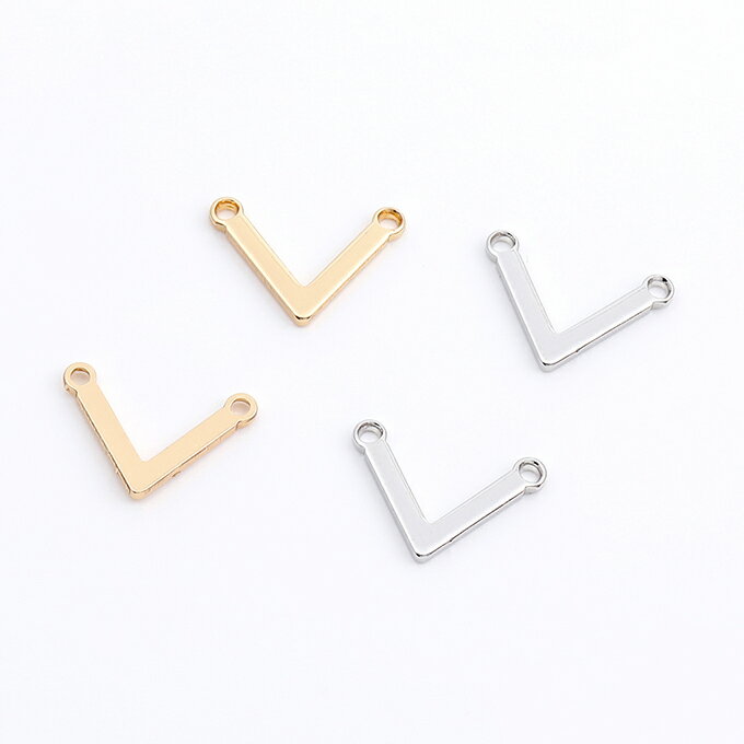 即日発送！コネクターチャーム V字型 2カン付き 8×12mm（10ヶ）