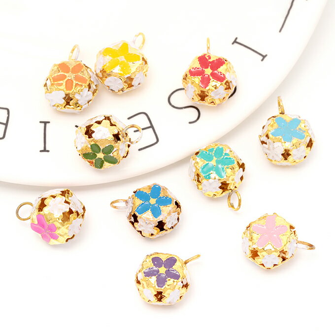 即日発送！和風鈴パーツ さくら 和小物 細工 お守り キーホルダー ストラップ制作におすすめ アクセサリー金具 約14mm (5ヶ)