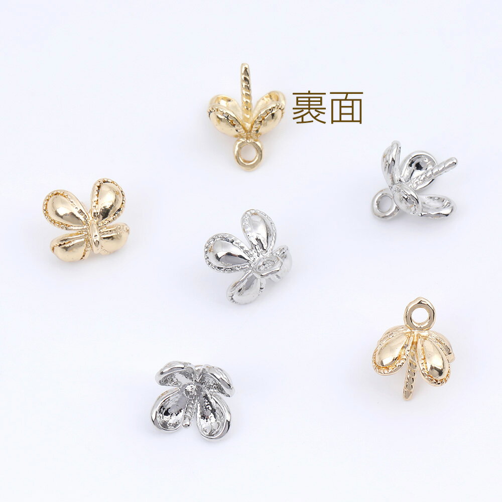 即日発送！デザインヒートン フラワー型 カン付き 7.5×10mm（6ヶ）