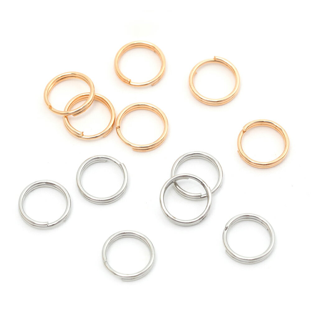 即日発送！二重カン 鉄製 2重リング ダブルリング キーホルダー 基礎金具 接続金具 約0.6×7mm（50ヶ）