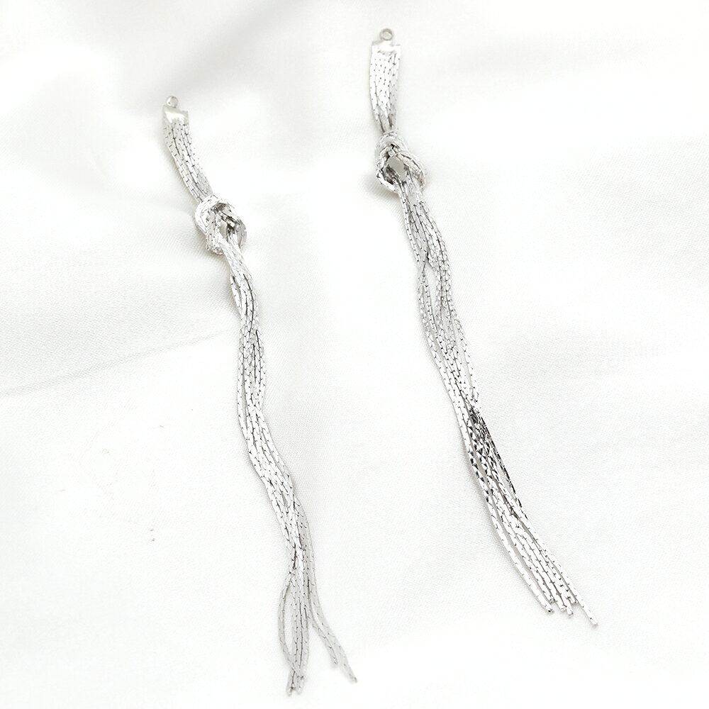 チェーンタッセル No.4 カン付き 約11.7cm　2個　ロジウム　アクセサリーパーツ