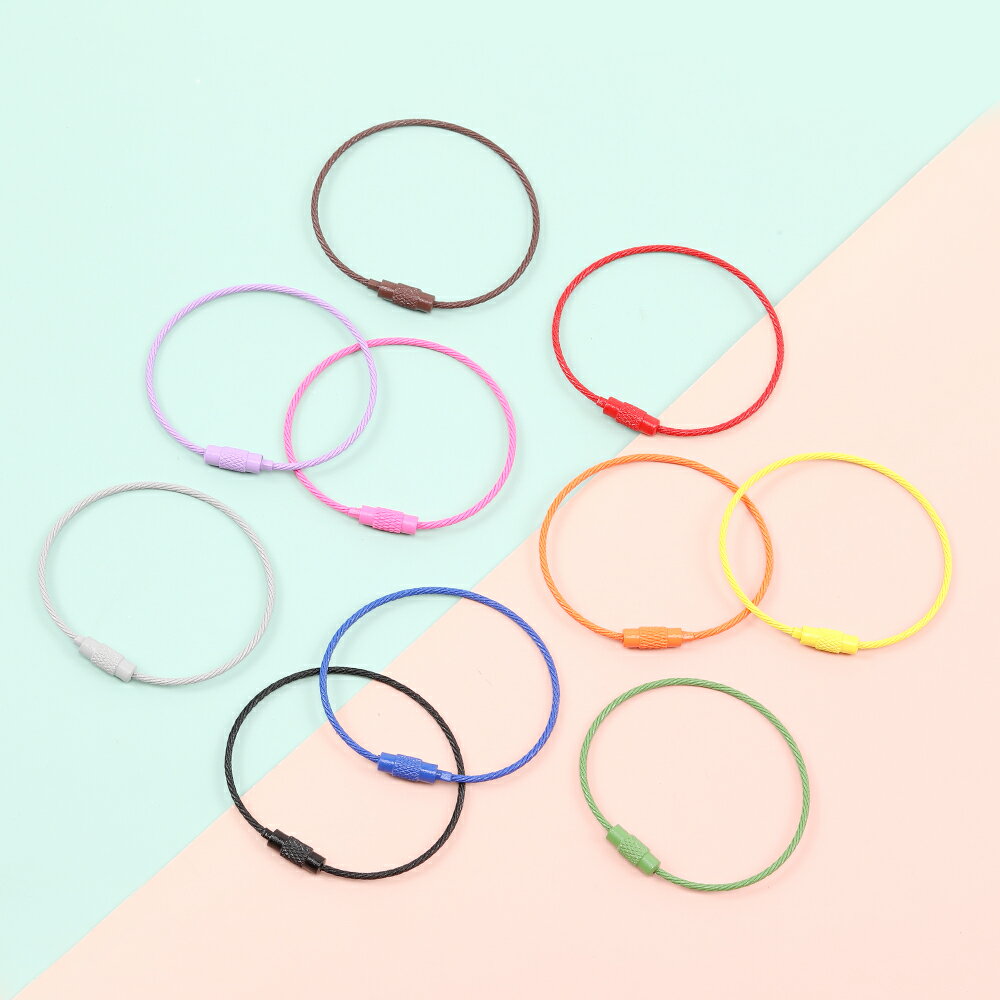 即日発送！ネジ式ワイヤーキーリング 1.5×52mm カラフルワイヤーキーリングキーホルダー 部品 パーツ（6ヶ） 3