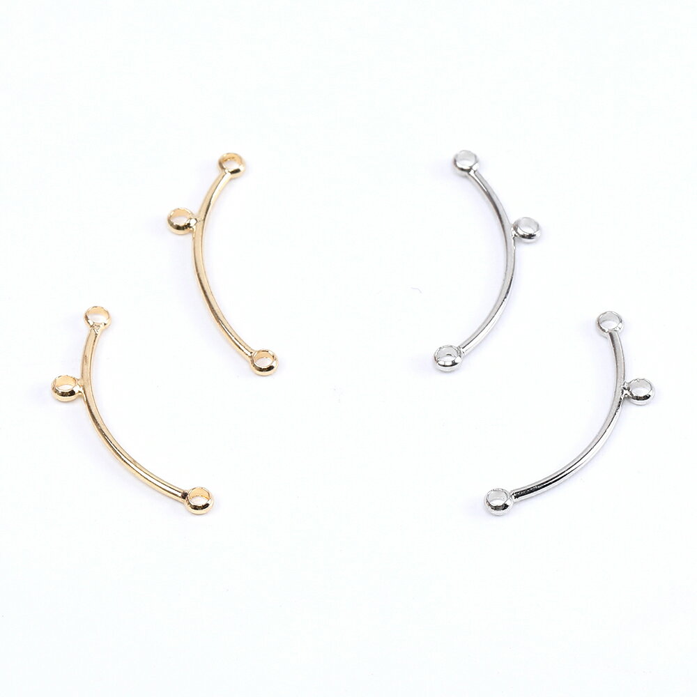 コネクターチャーム 金属パーツカーブ スティック 3カン付き約 1×24mm（4ヶ）