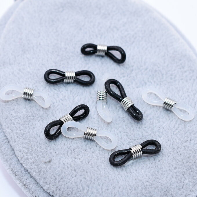 即日発送！メガネチェーンゴムパーツ 4.5×21mm ロジウム（40ヶ）