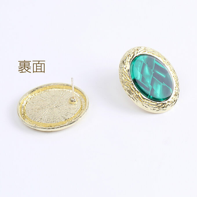 即日発送！カスタムピアス デザインピアス シンプル一粒ピアス 20×24mm ゴールド（2ヶ）