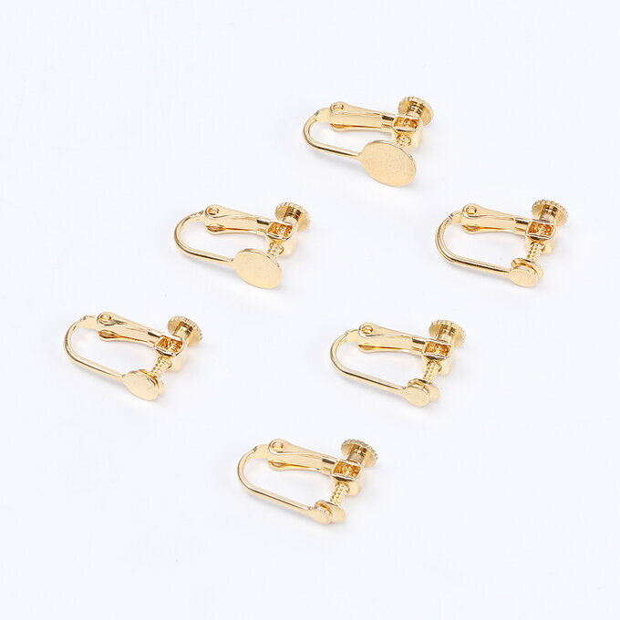 即日発送！上質ネジバネ式イヤリング金具 貼付け丸皿あり 丸皿大 全6サイズ（2ヶ）