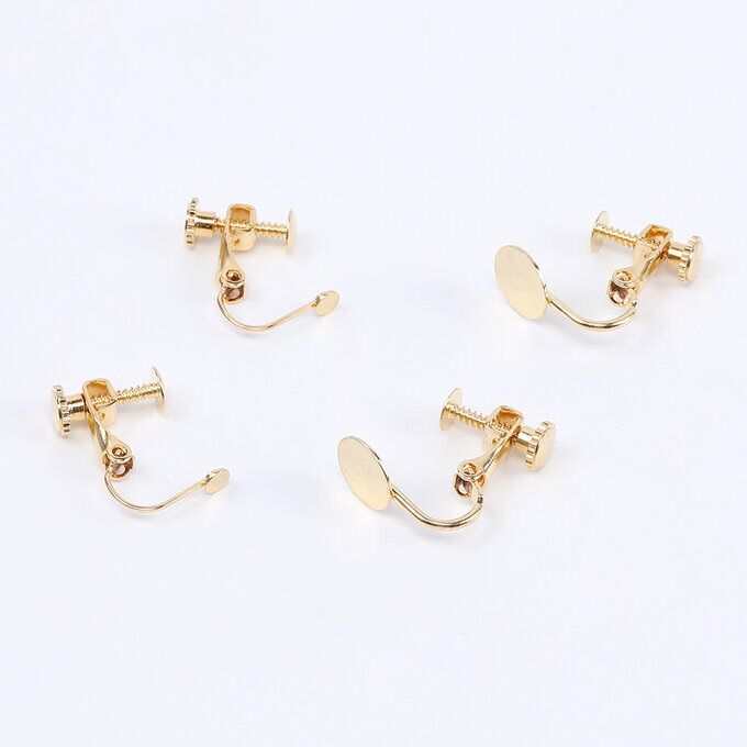 即日発送！上質ネジバネ式イヤリング金具 貼付け丸皿あり 丸皿小 2サイズ（2ヶ）