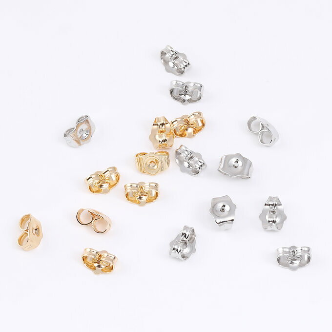 即日発送！メタルピアスキャッチ 金属ピアスキャッチ 定番ピアスキャッチ金具 シンプルピアスキャッチ金具 取れにくい 6×8mm（20ヶ）