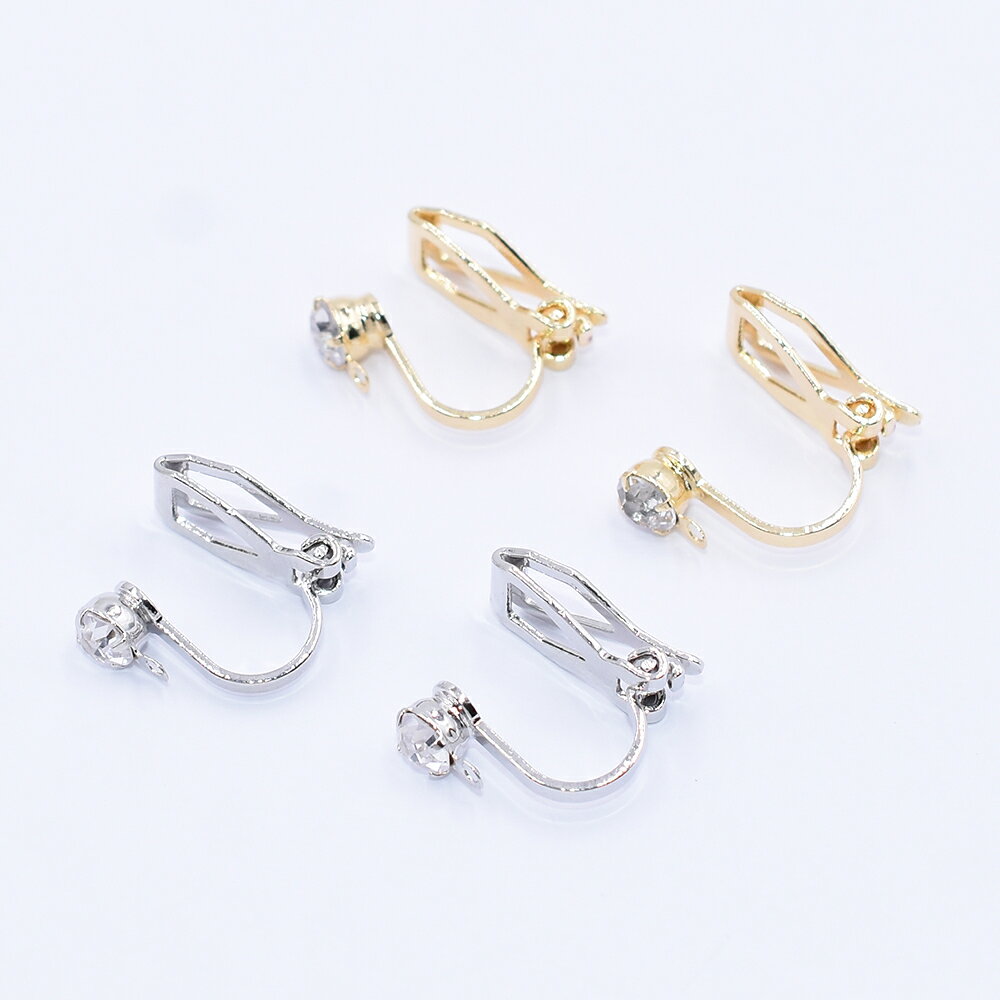 即日発送！イヤリング金具 ラインストーン付き 1カン 4mm【6ヶ】