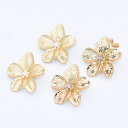 即日発送!立体フラワーピアス デザインポストピアス カスタマイズピアス金具 5弁花 裏カン付き 32×32mm(4ヶ)