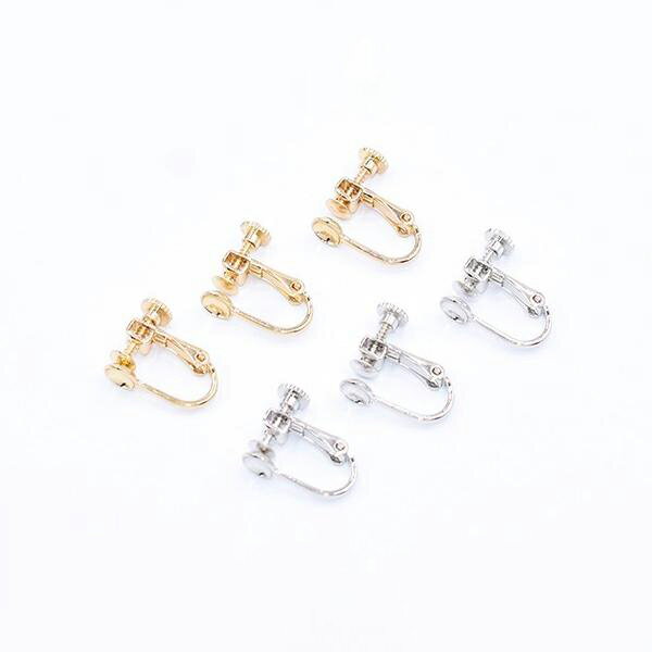 即日発送！ネジバネ式イヤリング金具 丸皿6mm（2ヶ）