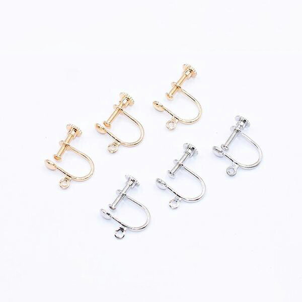Rakuten - 即日発送！ネジバネ式イヤリング金具 カン付き 半玉4mm（4ヶ）