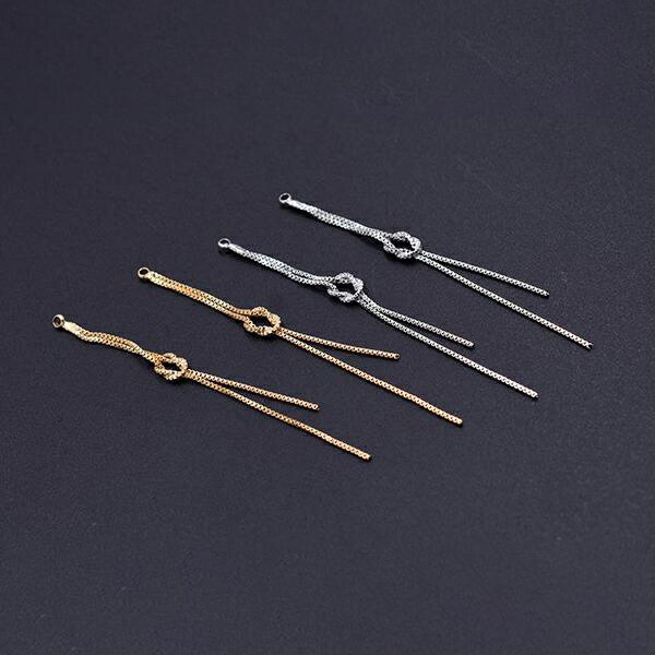 即日発送！チェーンチャーム ボックスチェーン 結びデザイン カン付き No.6 6.8cm（2ヶ）