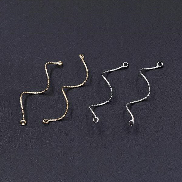 即日発送！デザインひねりチャーム 螺旋チャーム メタルウェーブスティックチャーム 1カン付き 0.8×33mm（6ヶ）