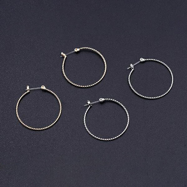 即日発送！樹脂フープピアス ワンタッチフープピアス金具 30mm（2ヶ）