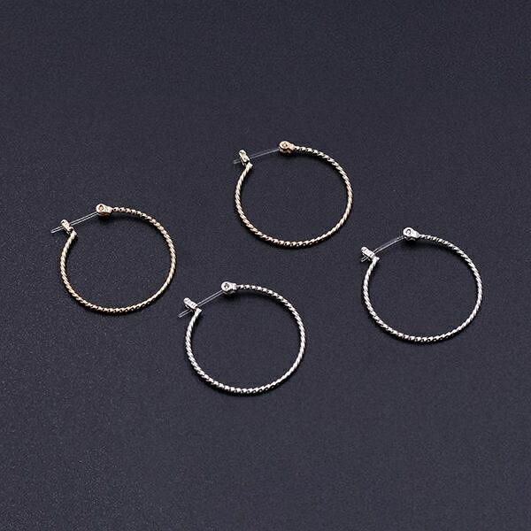 即日発送！樹脂フープピアス ワンタッチフープピアス金具 25mm（2ヶ）