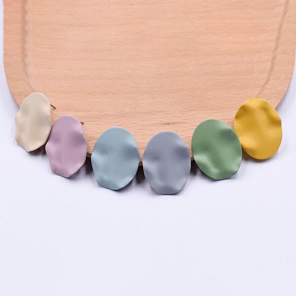 即日発送！ピアス金具 塗装変形オーバル カン付き 20×25mm ラバー風（4ヶ）