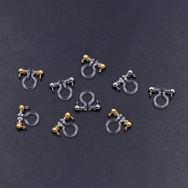 即日発送！樹脂ノンホールピアスパーツ 2カン付き 11×13mm クリア（4ヶ）