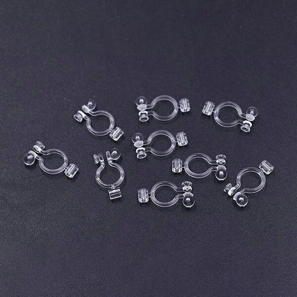 Parts - 即日発送！樹脂イヤリングコンバーター 樹脂ノンホールピアスパーツ 丸皿 7×14mm クリア（20ヶ）