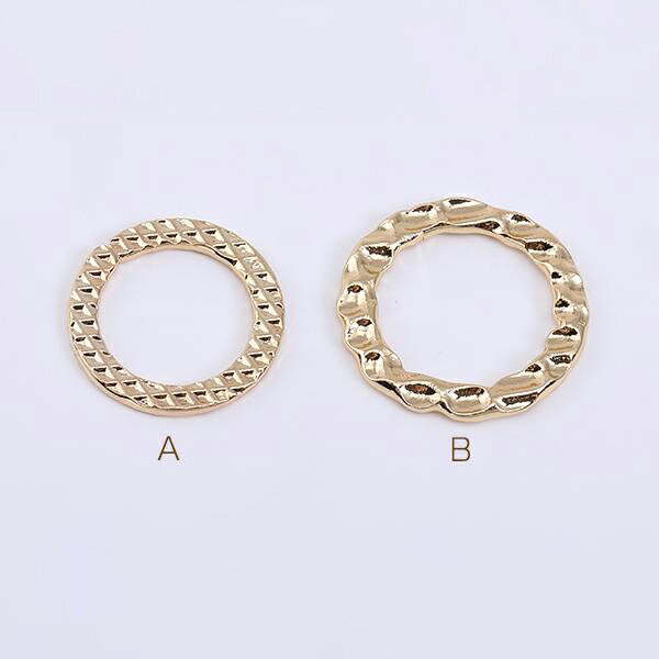 即日発送！メタルフレームパーツ デザインリングパーツ ラウンド コネクターパーツ 全2種 12×19mm ゴールド（20ヶ）