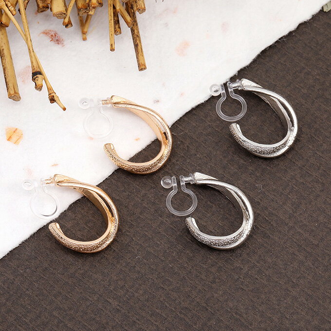 即日発送！樹脂ノンホールピアス ツイストフープ 16×21mm（1ペア）