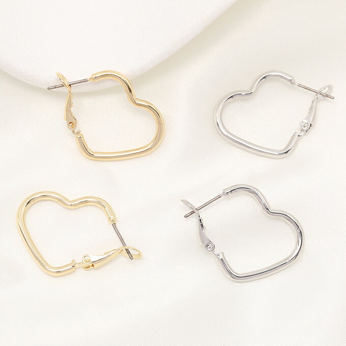 即日発送！デザインピアス フープピアス ハート型 20.5×30mm（1ペア）