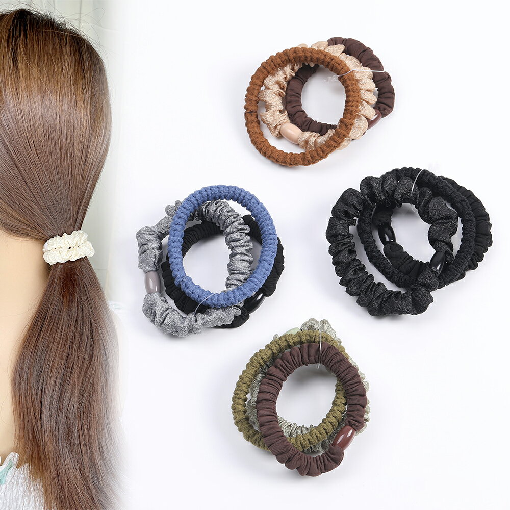 即日発送!シュシュ&ヘアゴム ヘアアクセサリー(3個セット)