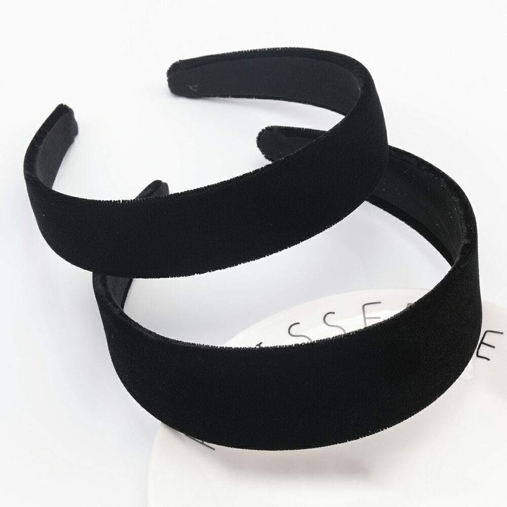 即日発送！カチューシャ ベルベット生地 秋冬用 シンプル プラスチック製 ブラック ハンドメイド用 手芸 工作 金具 全5種（1ヶ）