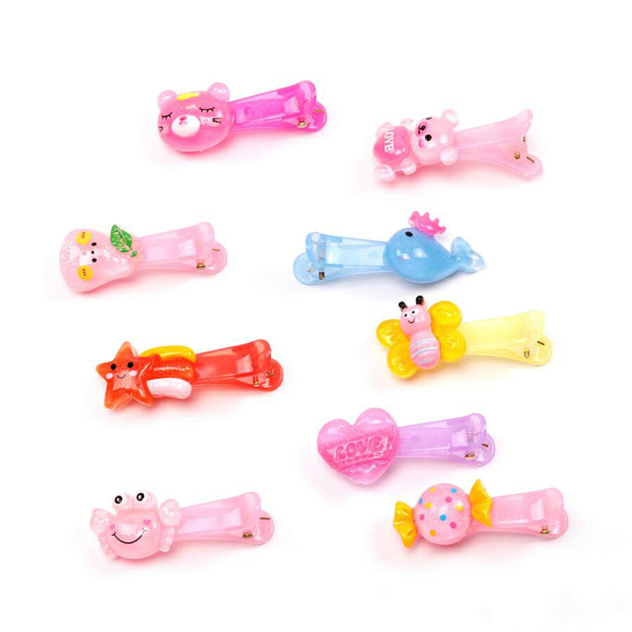 即日発送！ヘアピン アクリル製 カラフル お徳用ミックス キッズ ヘアクリップ ※ランダムのため選べません 約35mm（6ヶ）