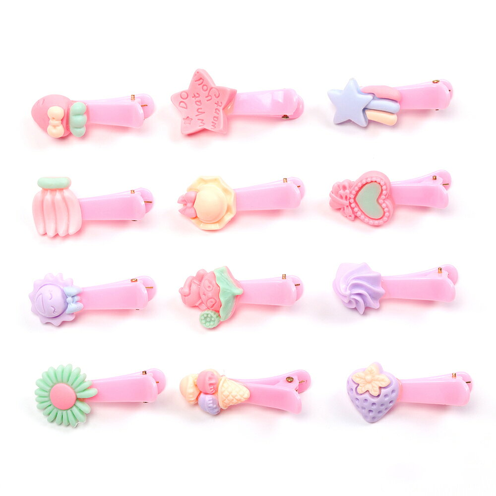 即日発送！ヘアピン アクリル製 ピンク お徳用ミックス キッズ ヘアクリップ ※ランダムのため選べません 約35mm（6ヶ）