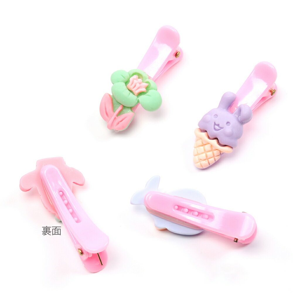 即日発送！ヘアピン アクリル製 ピンク お徳用ミックス キッズ ヘアクリップ ※ランダムのため選べません 約35mm（6ヶ）