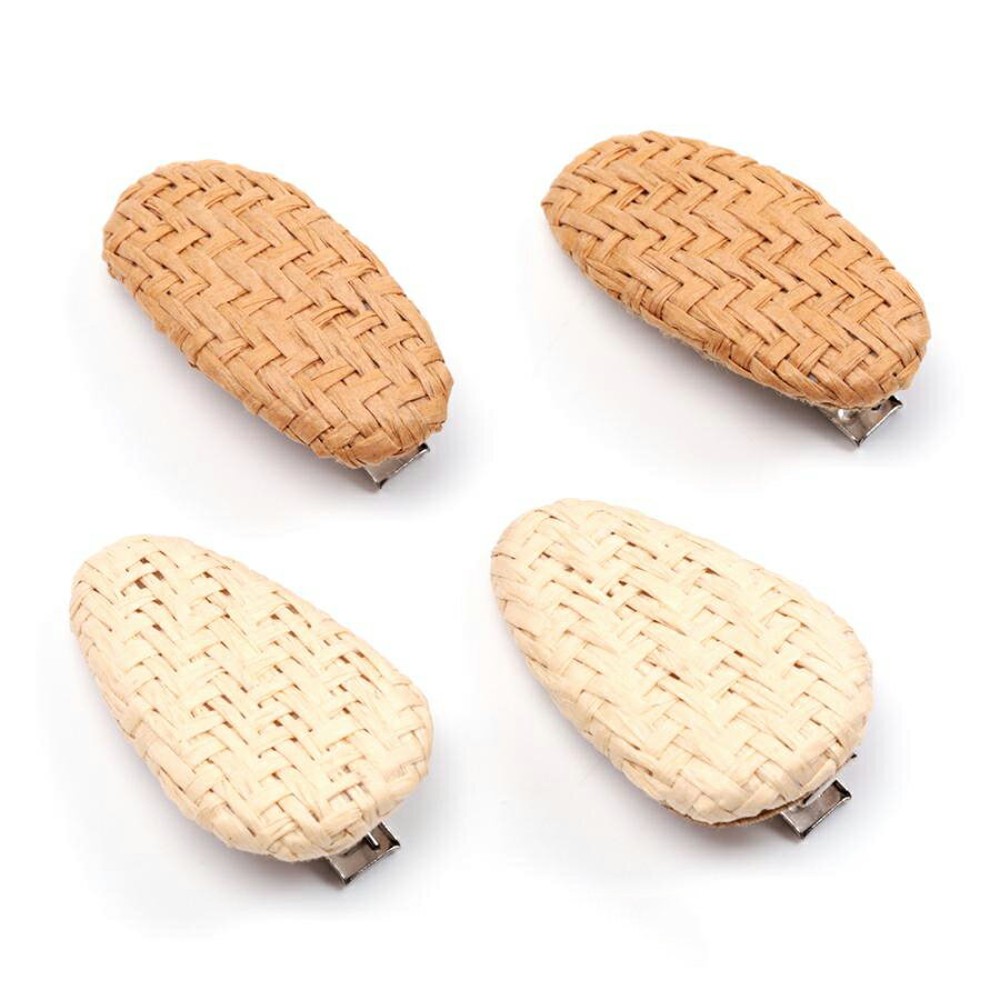 即日発送！ヘアピン 鉄製 夏にぴったり ラフィア編み 髪飾り ヘアアクセサリー 約24×42mm（1ヶ）