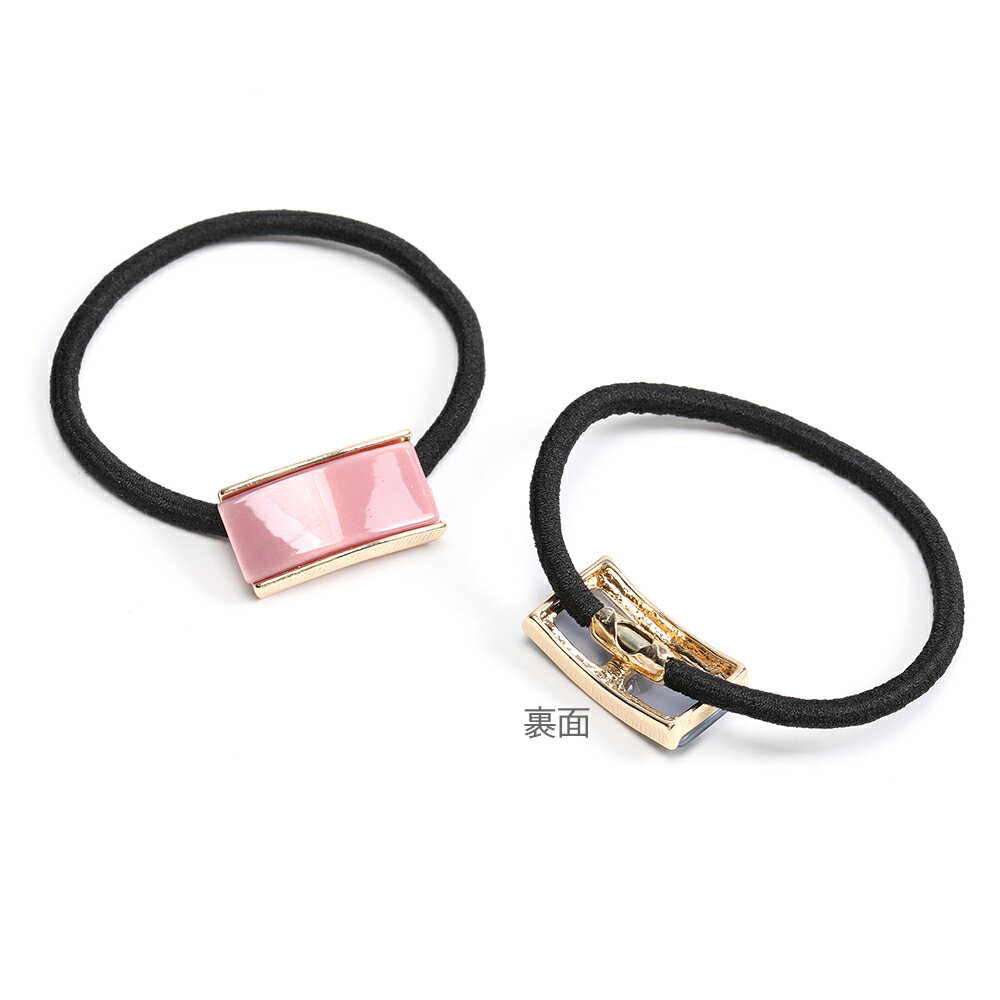 即日発送！ ウェーブラインメタルヘアゴム メタリックヘアゴム ビッグプレート おしゃれ 大人 カーブ 15×27mm ゴールド（1ヶ）