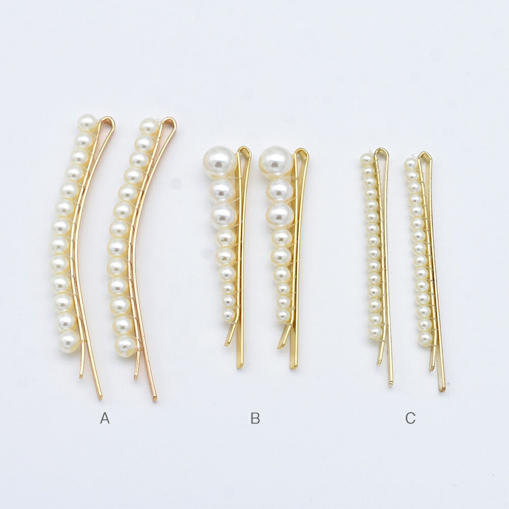 即日発送！パール付きヘアピン 細いヘアピン パールピン 前髪留め ヘアアクセサリー ゴールド（2ヶ）