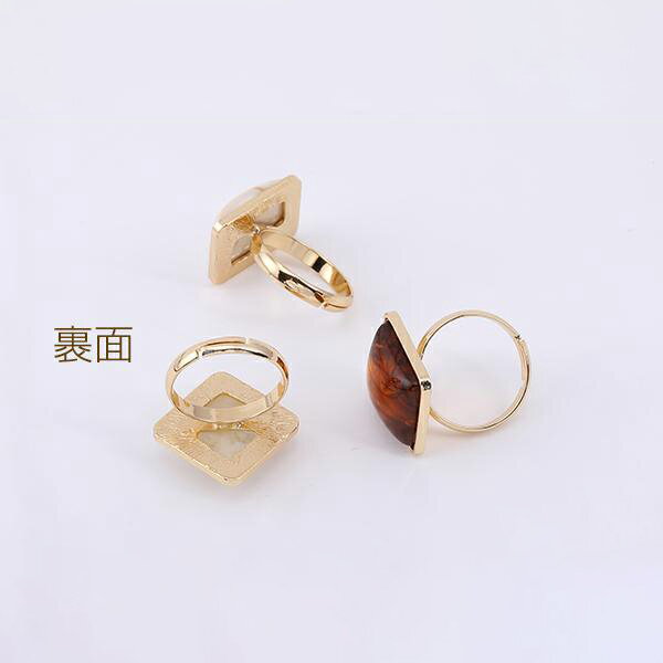 即日発送！デザインリング 指輪 菱形 樹脂貼り 24×24mm【2ヶ】