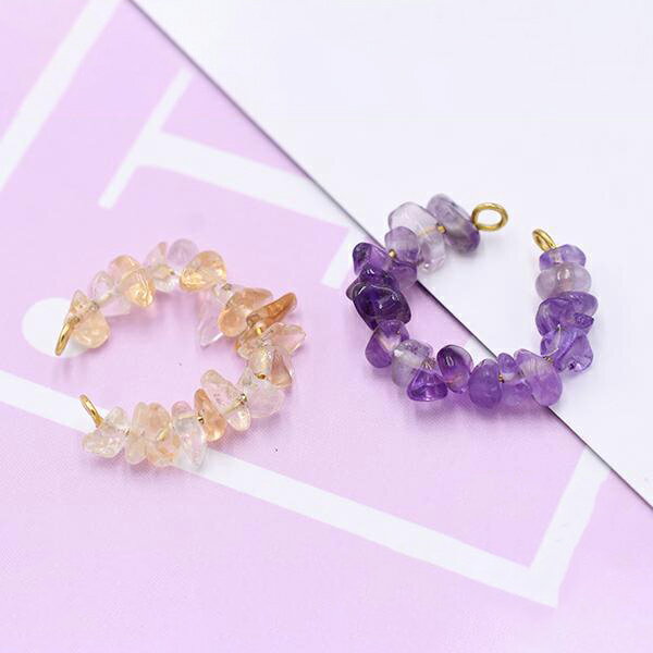 即日発送！デザインイヤーフック 天然石イヤーフック さざれA【1ヶ】