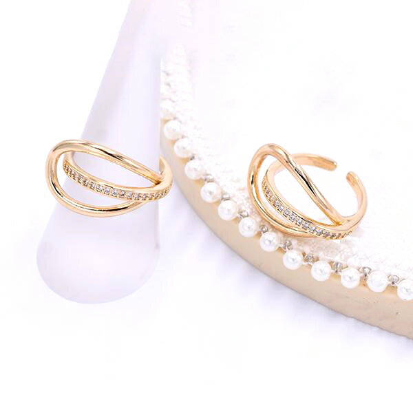 即日発送！リング 指輪 デザインリング ジルコニア付き 15×23mm ゴールド【1ヶ】