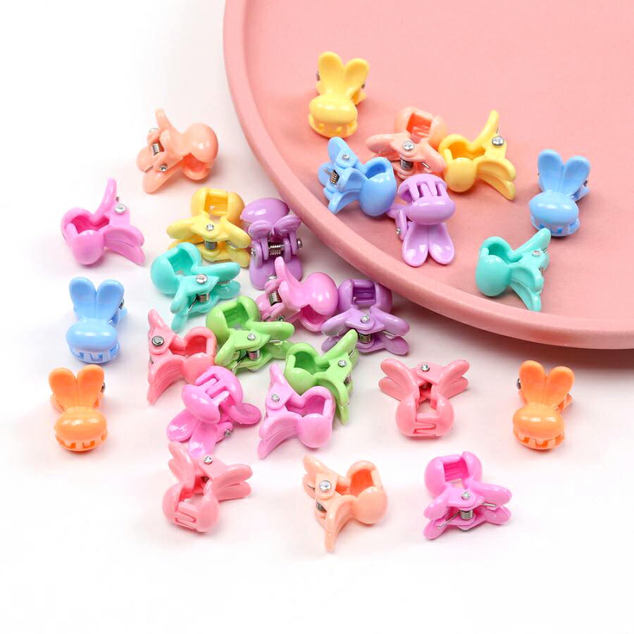 即日発送！MINIバンスクリップ アクリルヘアクリップ ミックスカラー うさぎ ウサギ 11×14mm（20ヶ）