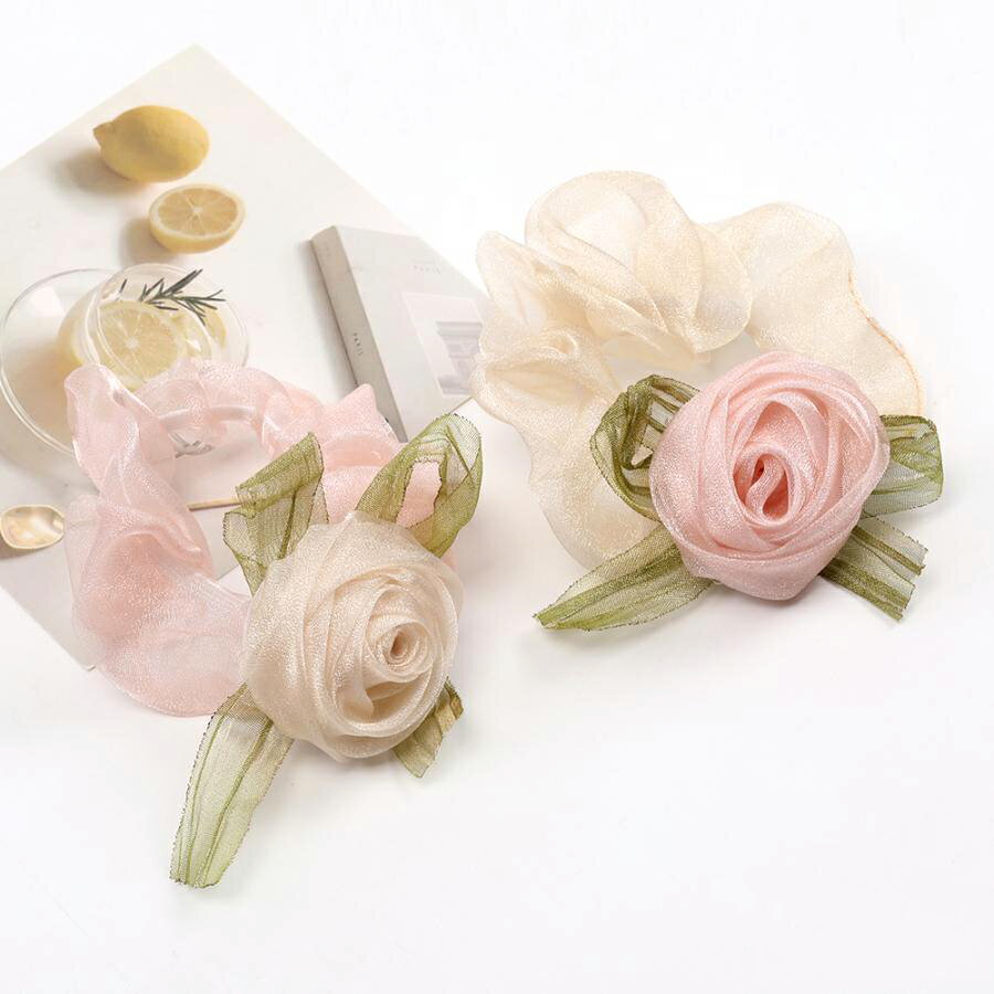 即日発送！シュシュ バラ ヘアアクセサリー