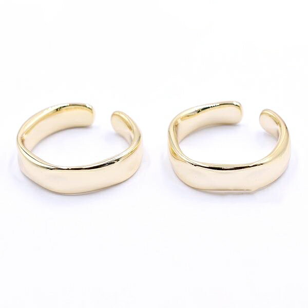 即日発送！リング フリーサイズメタルデザインリング 幅約5.5mm サイズ調整可能 ゴールド【1ヶ】