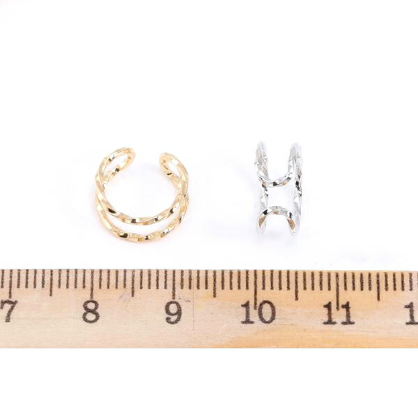即日発送！イヤーカフ 2連リング ツイスト 12mm 片耳用【1ヶ】